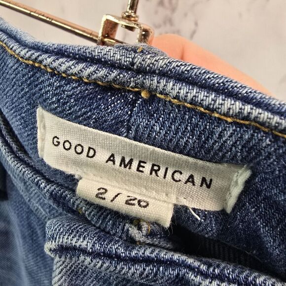 Good American Jeans Womens 2 Good Curve Straight Denim High Rise Crop Indigo - Picture 3 of 11